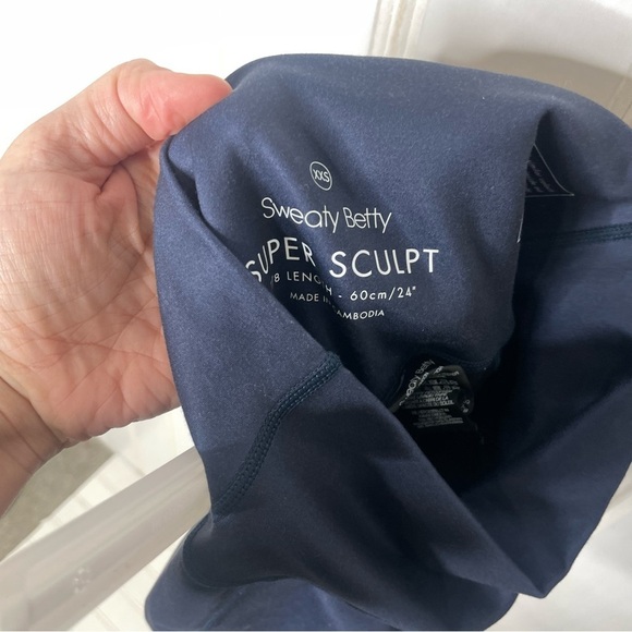 SWEATY BETTY Super Sculpt 7/8 Leggings in Navy Blue Ink Print XXS 828 - Picture 5 of 6